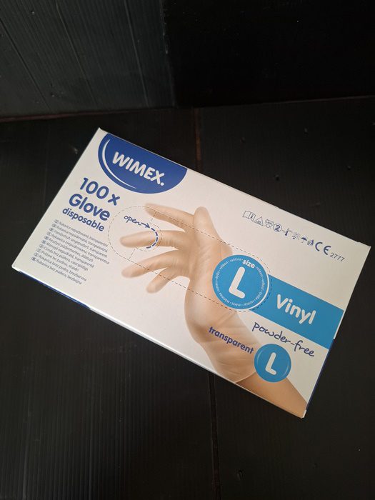 Rukavice jednorázové vinylové L nepudrované transparentní (100 ks) - Obrázek 2